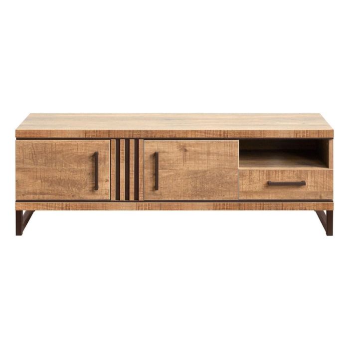 INHOUSE TV-meubel Giantina 150 cm in mango decor met twee deuren, lade, open vak en metalen poten.