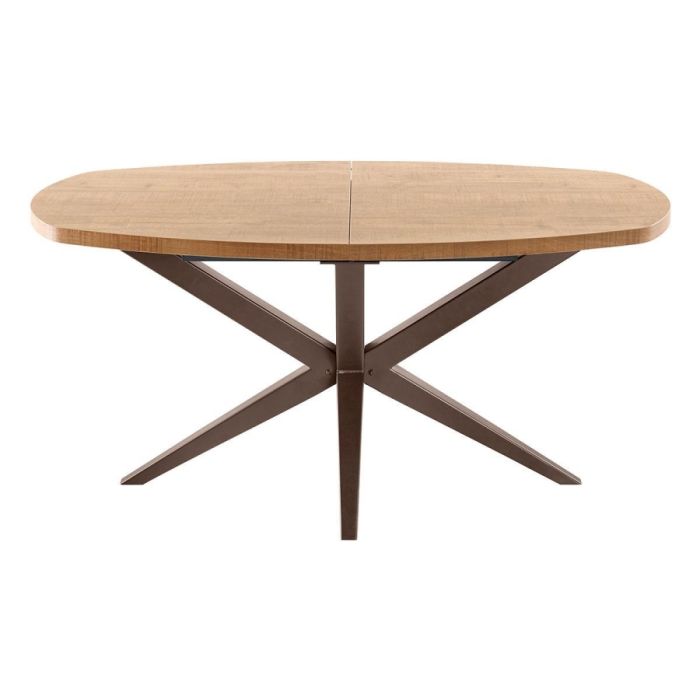 INHOUSE eettafel Marinda met Deens ovaal uitschuifbaar blad in mango decor en metalen spinpoot.
