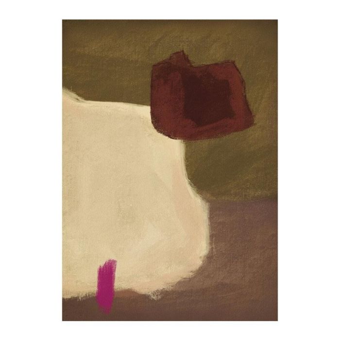 Urban Cotton Navia met abstracte vlakken in olijfgroen, crème, bruin, bordeaux en roze.