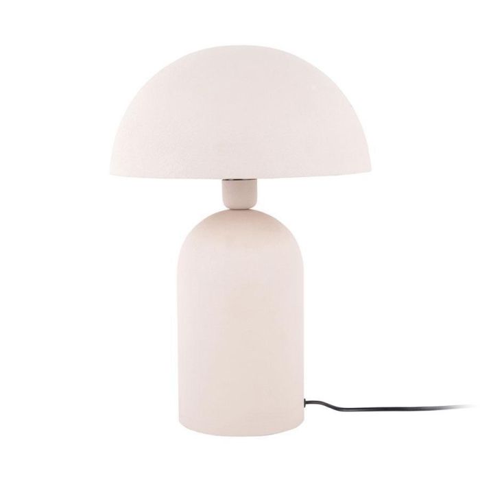 Leitmotiv Boaz tafellamp in warmgrijs met ronde mushroom kap, structuurafwerking en cilindervormige voet.