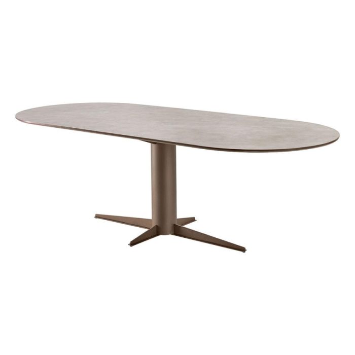 INHOUSE eettafel Tento met Deens ovaal eiken blad en Beige Grey kolompoot