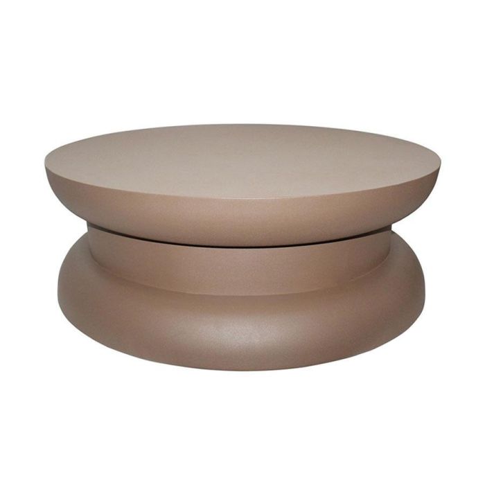 Ronde salontafel Parma van bruin metaal met modern design en sculpturale ronde vormen.