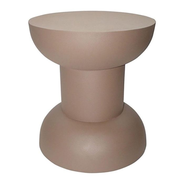 Ronde bijzettafel Parma van bruin metaal met sculpturaal design en moderne uitstraling.