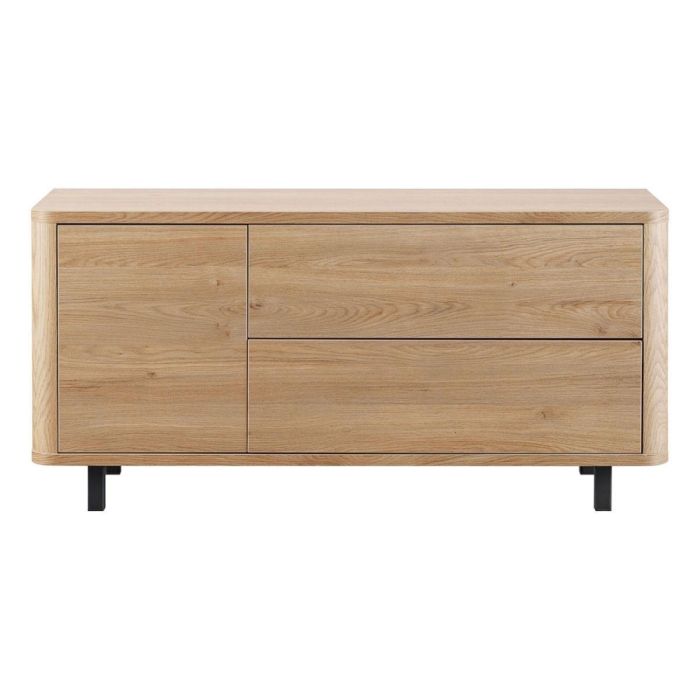 TV-meubel Lirona 117 cm old oak met één deur, lade en klepvak op witte achtergrond.