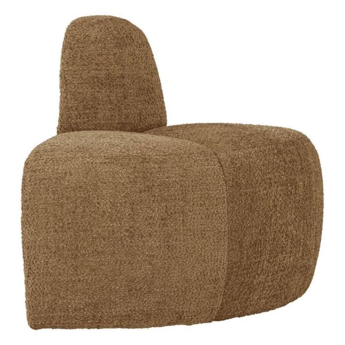 WOOOD Mojo eetbank hoek met ronde rugleuning in honinggele wollige chenille stof.