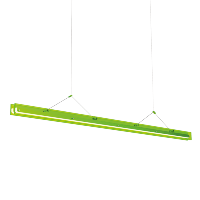 Tonone Bridge hanglamp in Toxic Green met lineair ontwerp en geïntegreerde ledverlichting.