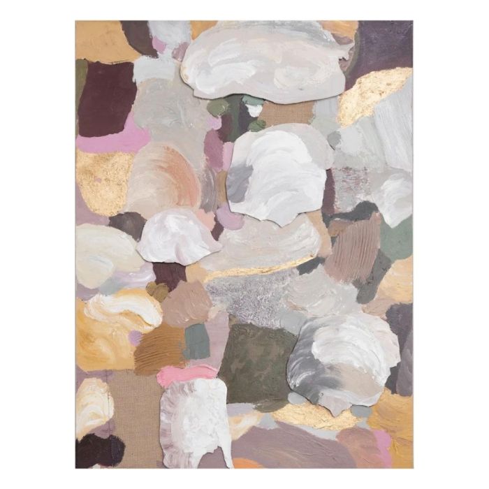COCOmaison Dianne schilderij met 3D-verfstructuren, zachte pasteltinten en goudkleurige accenten.