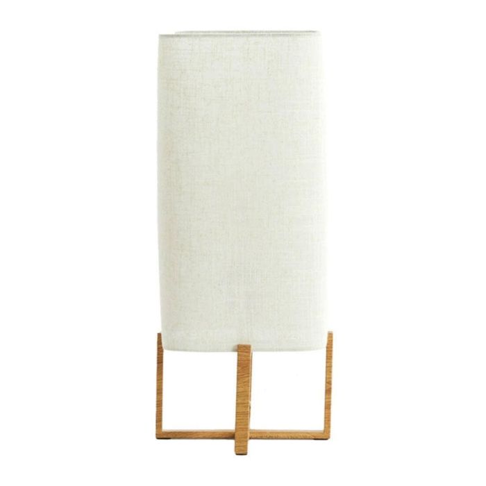 Profijt Meubel tafellamp Wyn met crèmekleurige linnen lampenkap en houten voet.
