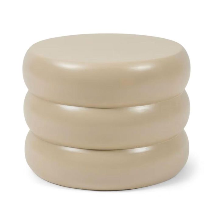 Rivièra Maison Rose Tower ronde salontafel van beige keramiek.