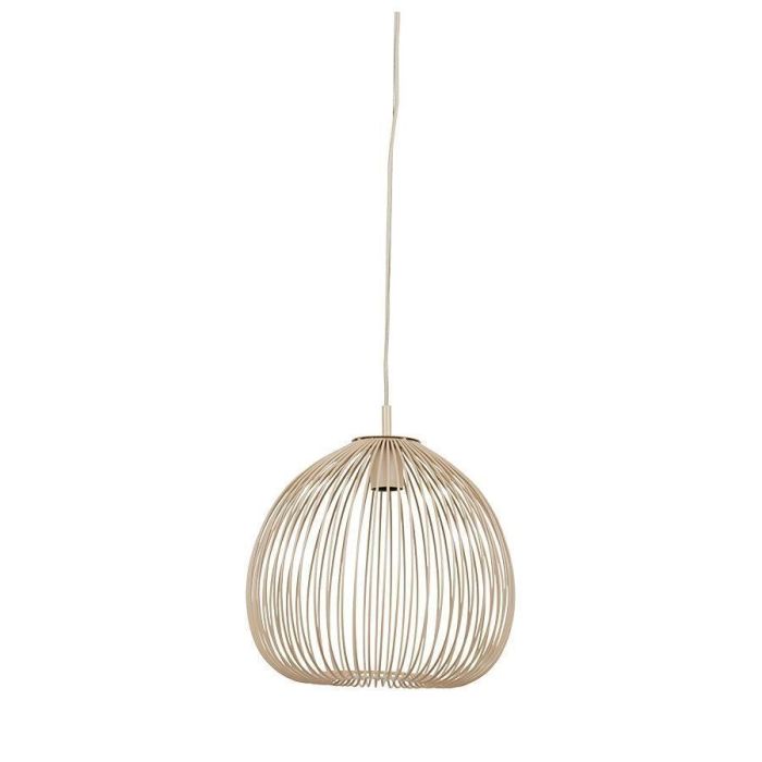 Hanglamp Russy in mat beige met open metalen kap en gebogen spijlen.