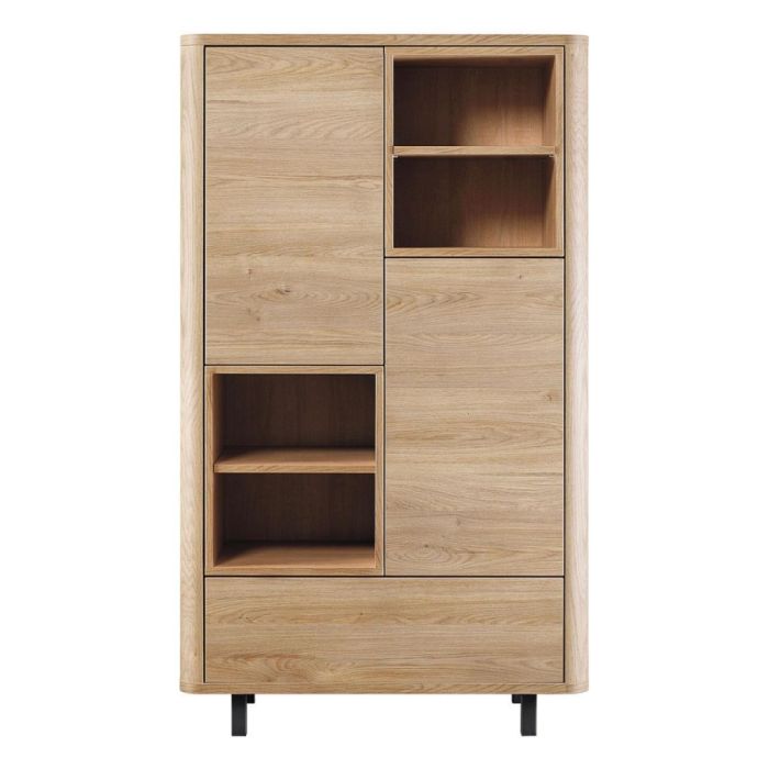 Pronto Wonen wandkast Lirona in old oak met twee deuren, vier open vakken en een ruime lade.