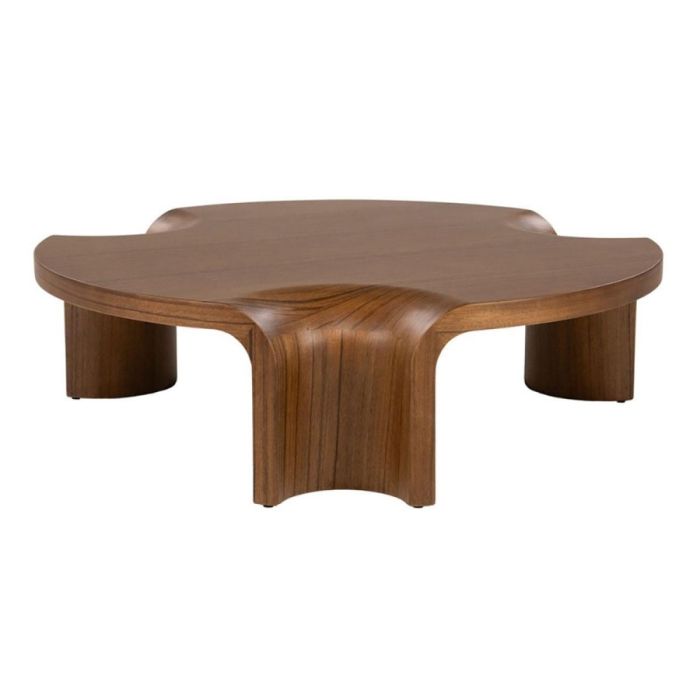 Eleonora salontafel Avar met organisch blad in walnootkleur.