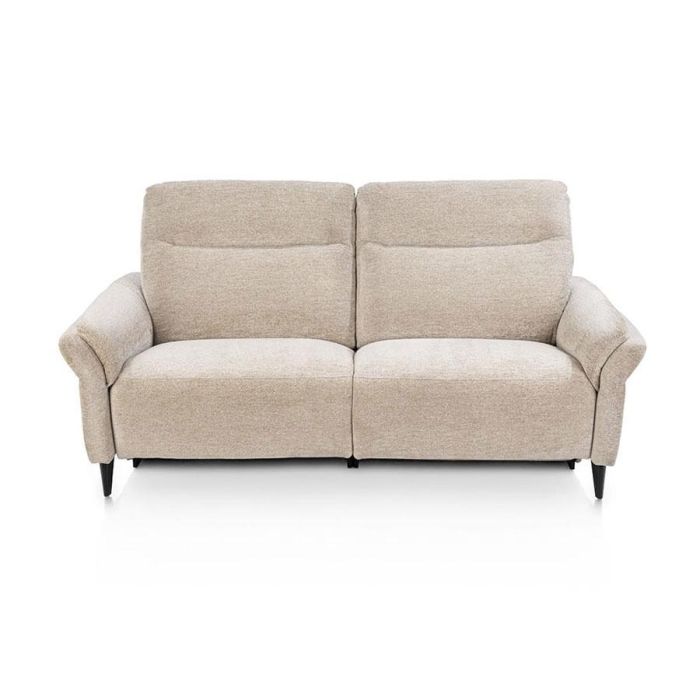 Happy@Home 3-zitsbank Cork in Valencia crème met hoge rugleuningen en zwarte metalen poten.