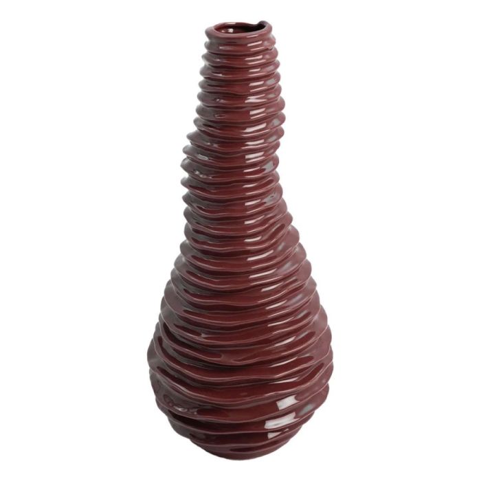 COCOmaison Dyon vaas 51 cm in bordeaux met geplooid keramisch reliëf.