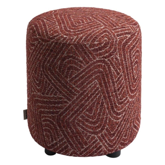 COCOmaison BeautiQ poef Sola rond 42 cm in koperkleurige stof met organisch reliëfpatroon.