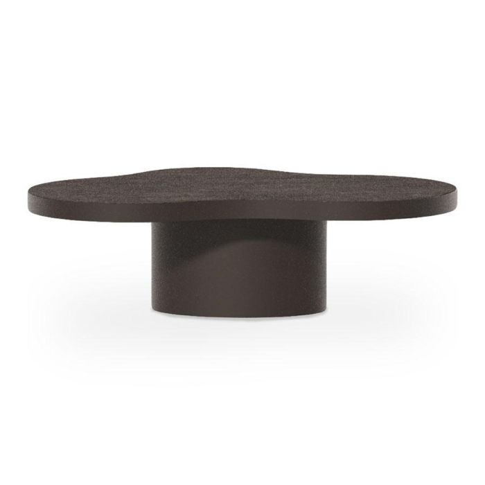 Salontafel Sogno met donker golvend tafelblad en ronde cilindervormige voet in een modern design.