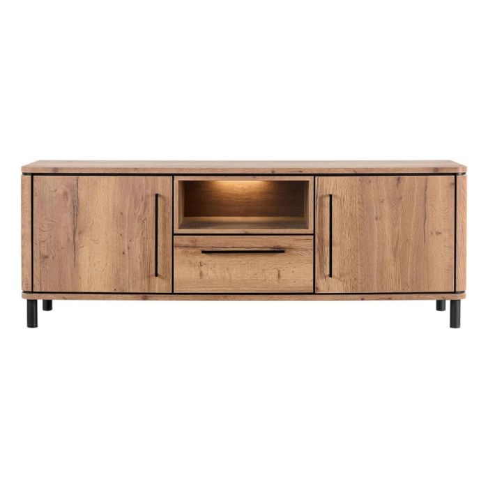  INHOUSE Aragono TV-meubel met twee deuren, lade en LED-verlicht open vak.