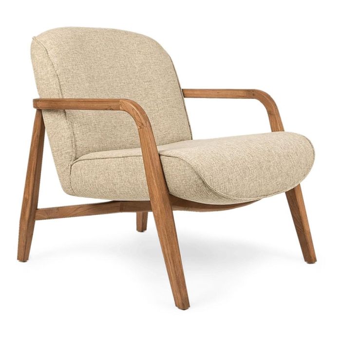 dBodhi fauteuil Jesse Pale Khaki met lichtbeige bekleding en teakhouten frame