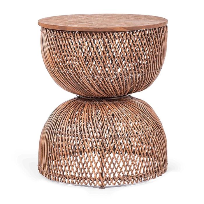 dBodhi Wave bijzettafel van teakhout en handgevlochten rotan