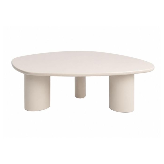 COCOmaison Jonne salontafel in crème met organisch blad en drie cilindervormige poten.