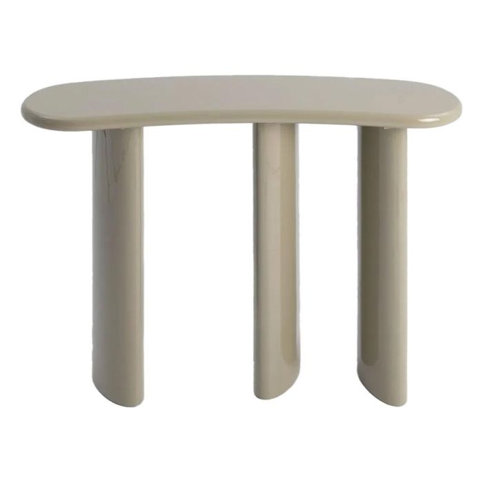 COCOmaison Jonne wandtafel olijfgroen met organisch blad en drie cilindervormige poten.