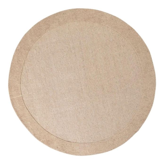 Rond COCOmaison karpet Timeless Classic Taupe met laagpolig midden en hoogpolige rand.
