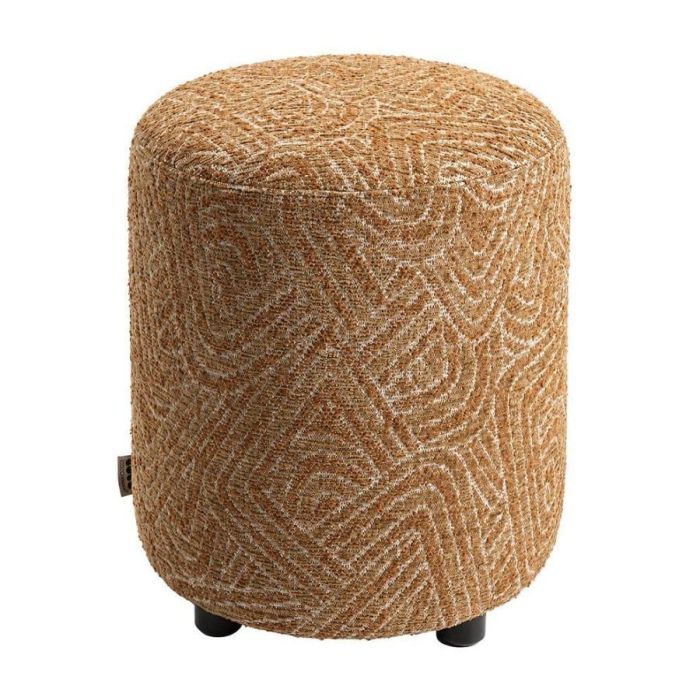 COCOmaison BeautiQ Sola poef in oker met organisch geweven patroon en zwarte pootjes.