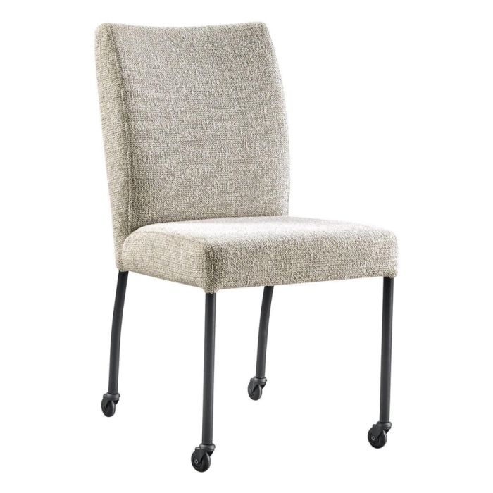 Pronto Wonen eetkamerstoel Cenare Grey met wielen vooraanzicht