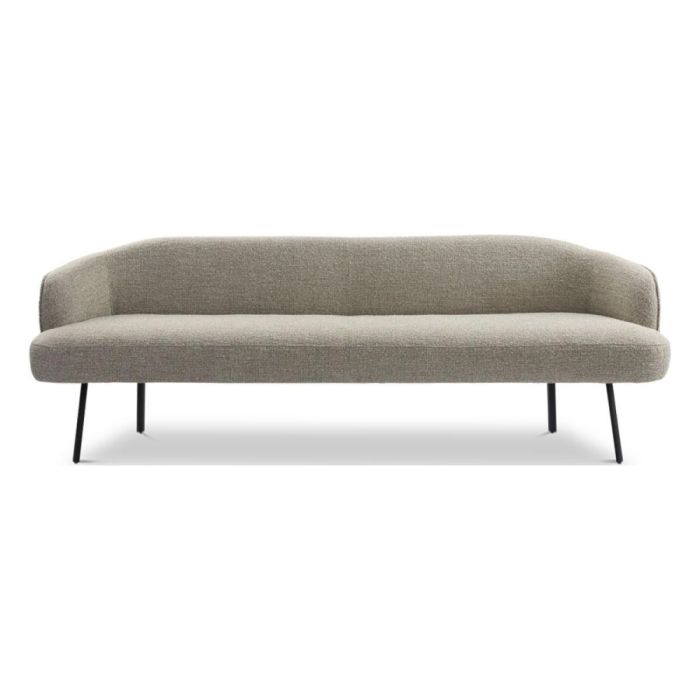 Dyyk eetkamerbank Olav met beige bekleding, ronde vormen en slanke zwarte poten