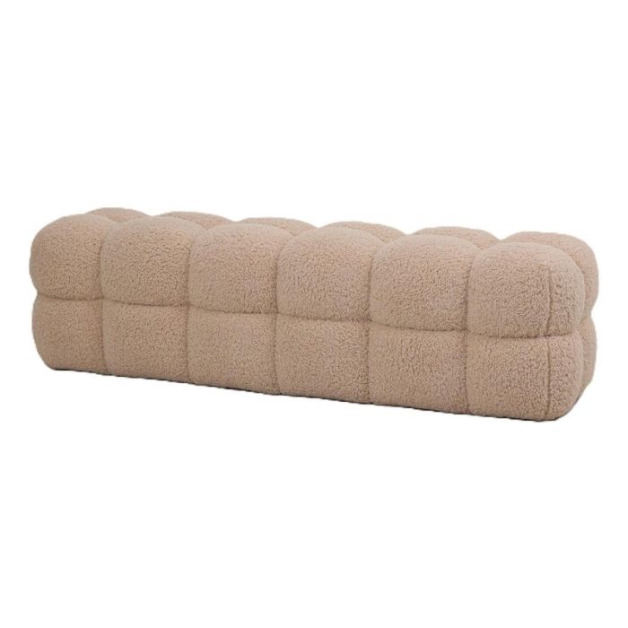  PTMD bankje Teddy in beige teddystof met zachte blokvormige vlakverdeling.