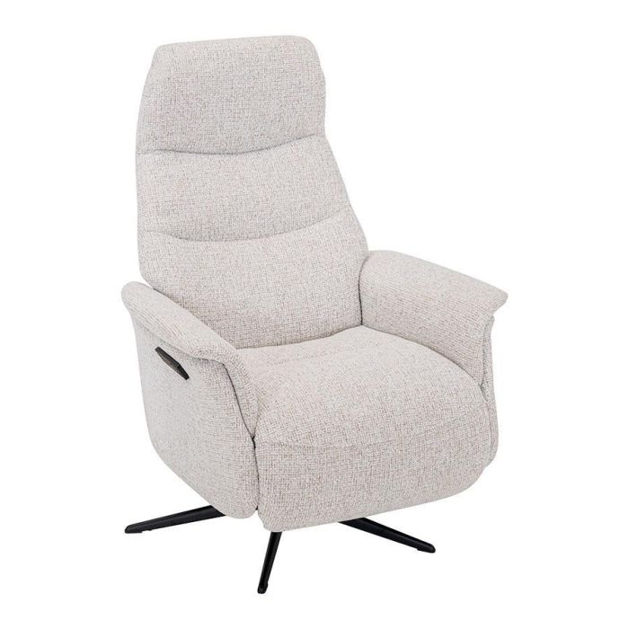 Vooraanzicht van Profijt Meubel relaxfauteuil Inverno met gemêleerde naturel stoffering en zwarte 5-teensvoet