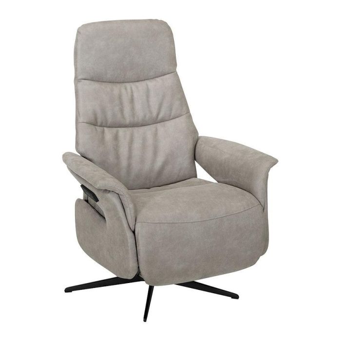 Vooraanzicht van Profijt Meubel relaxfauteuil Inverno Bull Clay met open armen en zwarte metalen 5-teensvoet