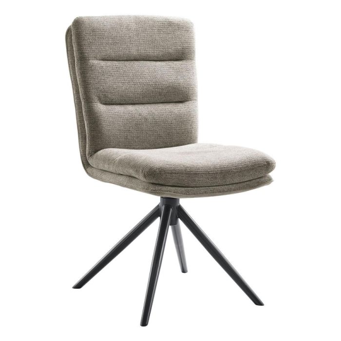 Pronto Wonen draaibare eetkamerstoel Letta in groen met zwarte draaipoot en comfortabele zitting.