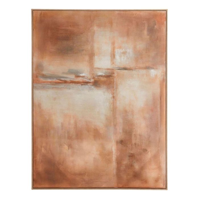 Abstract wandpaneel Meschio oranje met warme aardetinten in houten lijst 80x60 cm