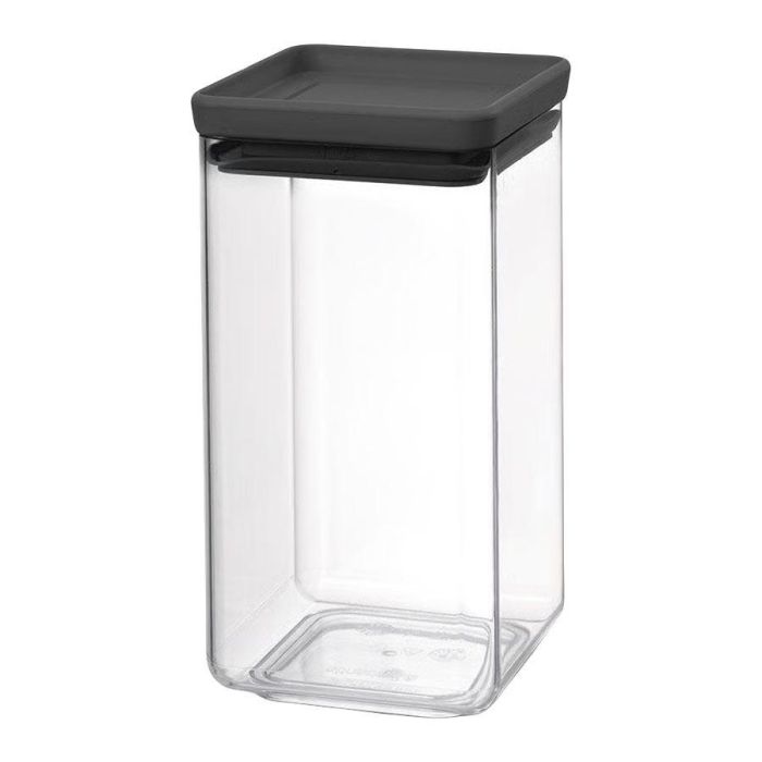 Lege Brabantia Tasty+ Voorraadbus van 1,6 liter met transparante wanden en een donkergrijs deksel