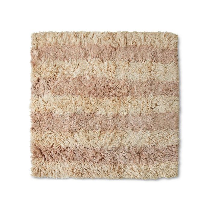 HKLIVING vloerkleed Fluffy Square met grafisch patroon in warme aardetinten