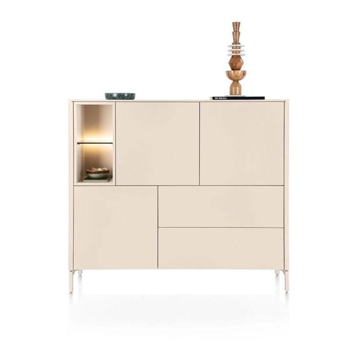 XOOON Dressette Trentino in crème met twee open niches en metalen poten