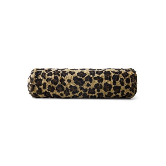 HKLIVING Bolster kussen met panterprint en roestbruine ronde uiteinden