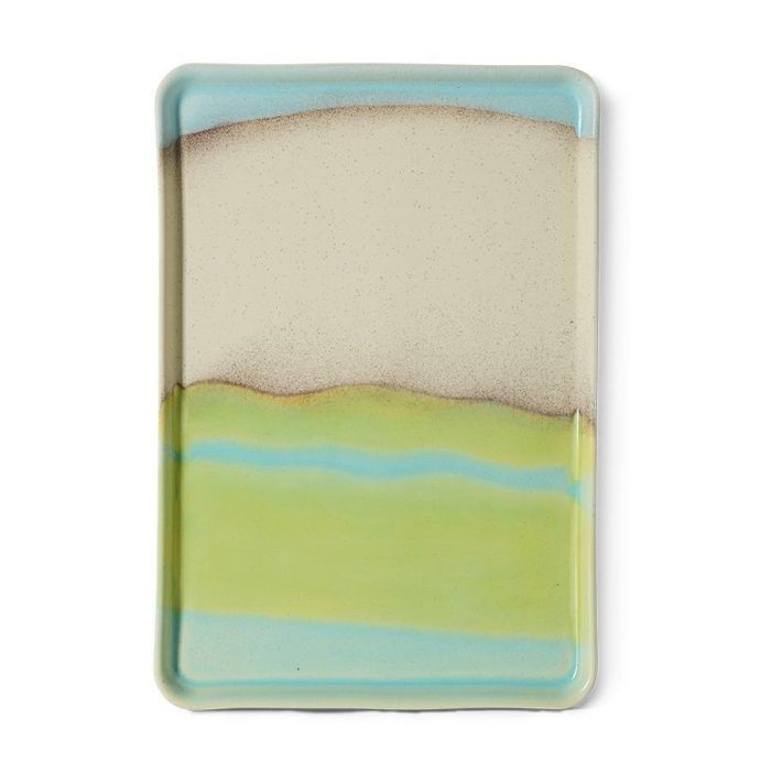 Large Tray Glint met kleurvlakken in lichtblauw, oranje, crème en bruin
