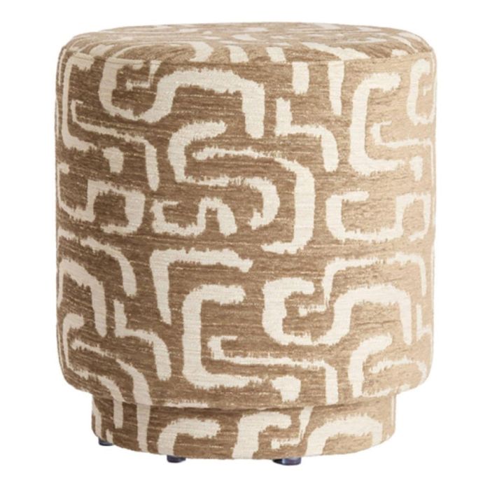 Light & Living poef Davonte in groengrijs en beige met grafisch patroon.