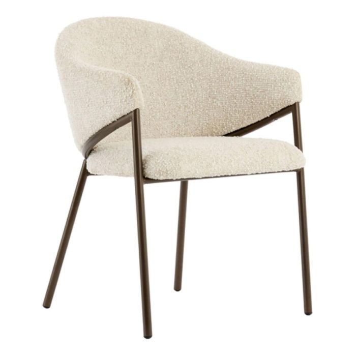 Light & Living armstoel Nyro met crèmekleurige bekleding en antiek bronzen frame.