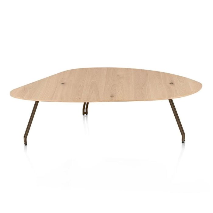 Henders & Hazel Mogana salontafel met organisch naturel eikenfineer blad en steelbrown poten.