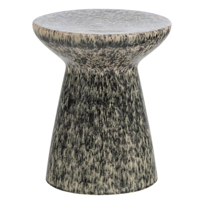 WOOOD Fleck bijzettafel van keramiek met sculpturale vorm en donkergrijze melange.