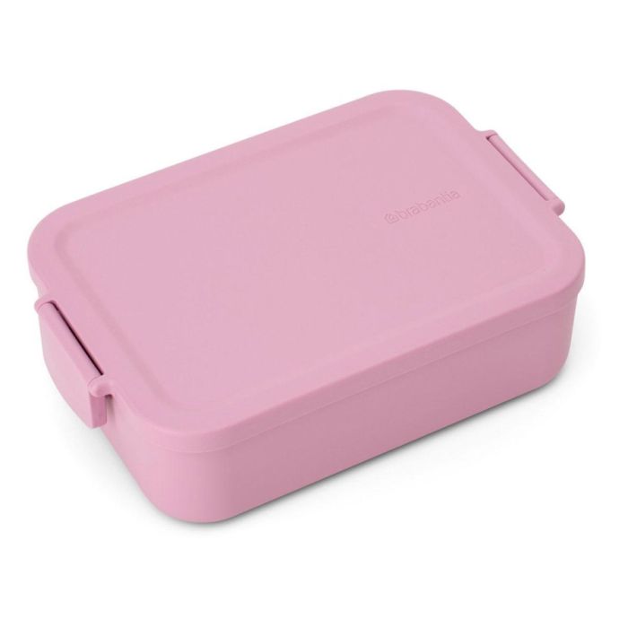 Brabantia Make & Take Lunch Box Medium in Lilac Pink met gesloten deksel en kliksluitingen.