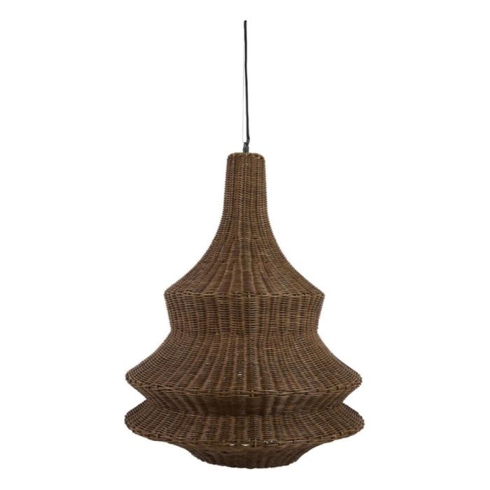 Light & Living Nemzor hanglamp in bruin gevlochten rattan op witte achtergrond