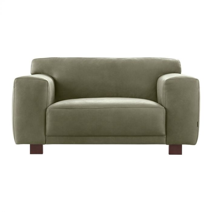 Loveseat- House of Dutchz 601- leder Bergamo- olijf-vooraanzicht