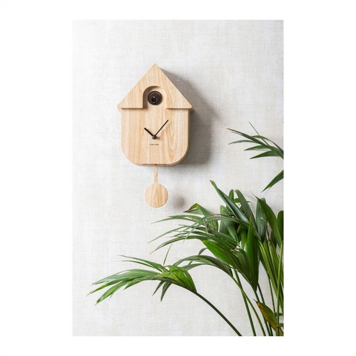 ALEENFOON Wandklok van hout, stil, voor woonkamer, keuken, modern, design, wandslingers, 25 cm, hangende kwartsklok, wandklok, tafelklok, analoog (wit