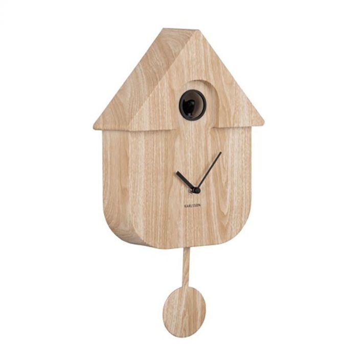 Karlsson Square Wekker - Donker Hout Fineer - Witte Led