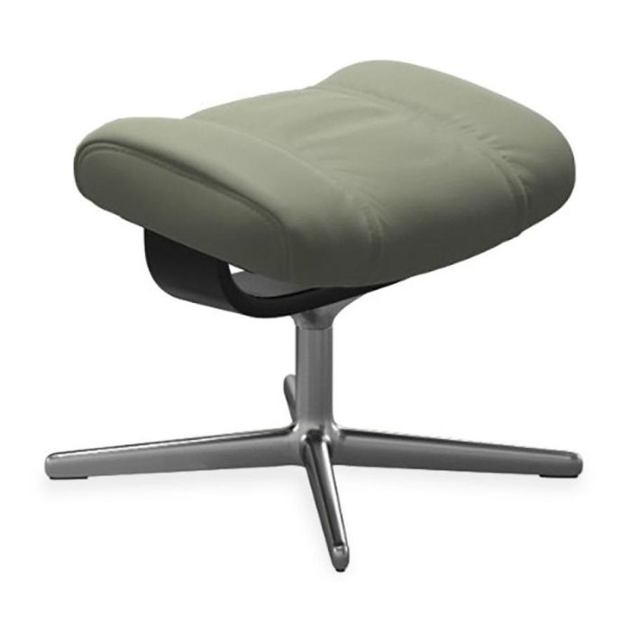Stressless Wing hocker in groen leer met metalen draaivoet
