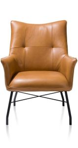 Henders-en-hazel-loungestoel-fauteuil-chiara-desert-laredo-leder-zwart-onderstel-metaal-koeienleer-zijaanzicht